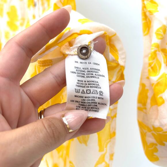 Anthropologie Maeve Yellow Cotton Blouse Floral Delicate Spring Size 4 Top - Picture 8 of 8
